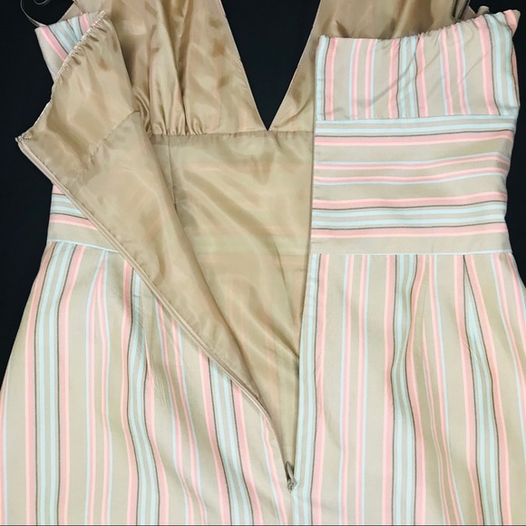 Tommy Bahaha Silk Neutral Striped Halter Dress - Picture 7 of 14